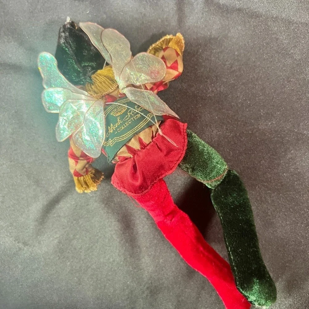 Mark Roberts‎ Christmas Fairy Elf Ornament Harlequin Jester Velvet Wings Decor
